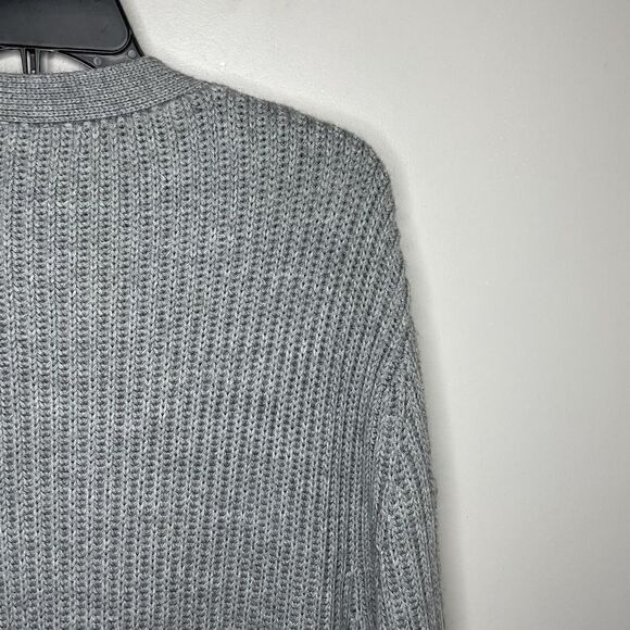 THAKOON Cardigan Womens Large L Gray Braided Cable-Knit Sweater Wool-Blend - Picture 6 of 8